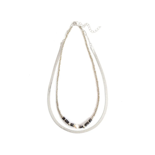 Calah Pearl Double Layer Necklace