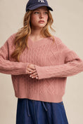 Load image into Gallery viewer, Cozy Creation Cable Knit V-Neck Sweater