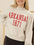 Load image into Gallery viewer, Arkansas College Block Puff Ink Gray Mock Neck Sweatshirt