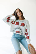 Load image into Gallery viewer, women’s arkansas razorback longsleeve top, gameday social razorback tops, white arkansas razorback top, Arkansas razorback store, shopping Fayetteville ar