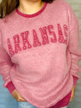 Load image into Gallery viewer, Red razorback top, red razorback sweatshirt, Pressbox apparel, razorback top, razorback sweatshirt, cute razorback sweatshirt, razorback store Fayetteville, razorback shop Fayetteville ar, Fayetteville ar boutique store, online boutique, arkansas razorback store, razorback sweatshirt for women