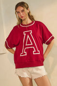 Load image into Gallery viewer, “A” Big Fan Arkansas Oversized Sweatshirt | Crimson