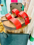 Load image into Gallery viewer, Blowfish razorback red sandals, comfort cushion 
