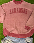 Load image into Gallery viewer, Red razorback top, red razorback sweatshirt, Pressbox apparel, razorback top, razorback sweatshirt, cute razorback sweatshirt, razorback store Fayetteville, razorback shop Fayetteville ar, Fayetteville ar boutique store, online boutique, arkansas razorback store, razorback sweatshirt for women