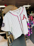 Load image into Gallery viewer, The Fayetteville Pinstripe Sequin Jersey Tee