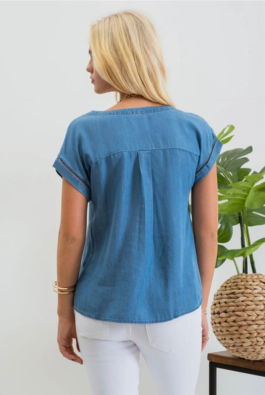 Hey There Cutie Chambray Top