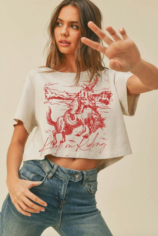 Keep on Riding Cropped Country Tee