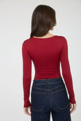 Load image into Gallery viewer, Hey Sweetheart Rushed Knit Fitted Top | Red