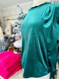 Load image into Gallery viewer, Call it Bliss Emerald Velvet Top
