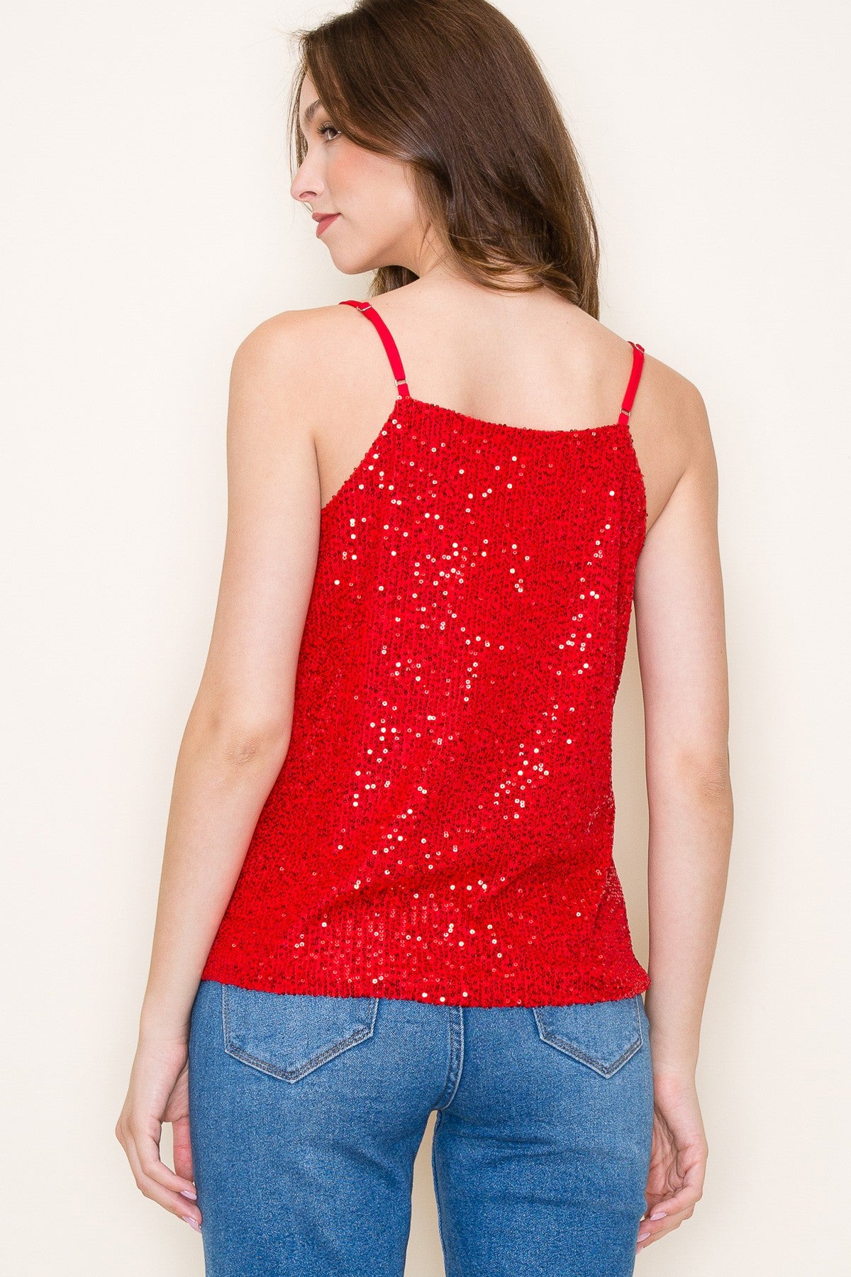 Let’s Go Out Red Sequin Tank