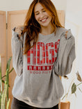 Load image into Gallery viewer, Arkansas Razorbacks Preppy Plaid Gray Thrifted Sweatshirt