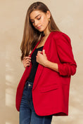 Load image into Gallery viewer, Holiday Chic 3/4 Sleeve Burgundy Blazer