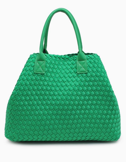 Urban Expressions Woven Neoprene Tote kelly green tote bag, high end tote bags near me, high end tote bag