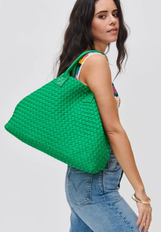 Urban Expressions Woven Neoprene Tote kelly green tote bag where to buy good quality tote bags