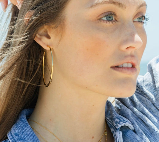 Gold hoop earrings, where to buy cute trending jewelry near me