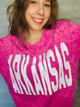 Load image into Gallery viewer, Arkansas sweatshirt, Arkansas top, Arkansas shirt, pink Arkansas sweatshirt, pink Arkansas top, razorback shirts for women, Fayetteville ar boutique store, shopping near me springdale ar, Arkansas Razorback Shopping
