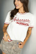 Load image into Gallery viewer, Women's red Arkansas Razorback luxe sweater from a Fayetteville boutique for Spring 2026.