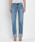 Load image into Gallery viewer, Lovervet by VERVET Jeans | Made to Chill Mid-Rise Cuffed Straight Jeans
