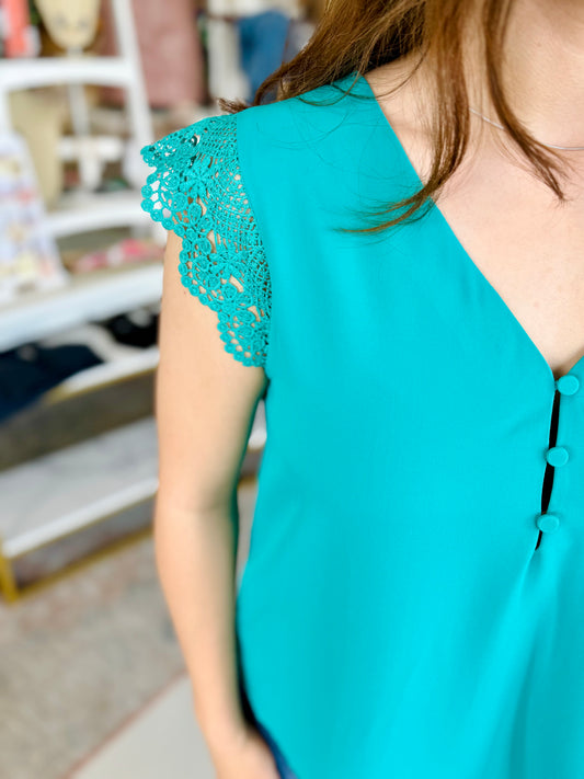Picture Perfect Teal Blouse