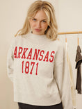 Load image into Gallery viewer, Arkansas College Block Puff Ink Gray Mock Neck Sweatshirt