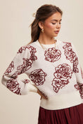 Load image into Gallery viewer, Feminine in Floral Puff-Sleeve Sweater