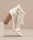 Load image into Gallery viewer, fringe heel sandals, fringe shoes heels, Fringe heels, shoe store near me, Springdale, Springdale AR