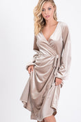 Load image into Gallery viewer, The Midnight Muse Holiday Velvet Dress in Champagne, a stunning party look available at Whimsy Whoo, your favorite boutique in Fayetteville, Arkansas