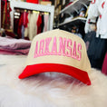 Load image into Gallery viewer, The best-selling Arkansas Razorback Pink Boutique Hat, a must-have gameday accessory available at Whimsy Whoo in Fayetteville, Arkansas shopping.