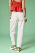 Load image into Gallery viewer, The back view of the Executive Edge Barrel Pants showing the flattering mid-rise fit and functional back patch pockets.
