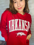 Load image into Gallery viewer, Red razorback top, red razorback sweatshirt, Pressbox apparel, razorback top, razorback sweatshirt, cute razorback sweatshirt, razorback store Fayetteville, razorback shop Fayetteville ar, Fayetteville ar boutique store, online boutqie