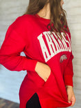 Load image into Gallery viewer, Red razorback top, red razorback sweatshirt, Pressbox apparel, razorback top, razorback sweatshirt, cute razorback sweatshirt, razorback store Fayetteville, razorback shop Fayetteville ar, Fayetteville ar boutique store, online boutqie
