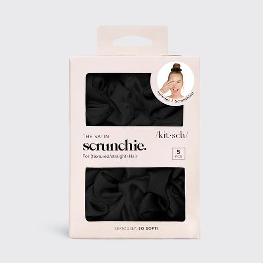 Kitsch | Satin Sleep Scrunchies 5pc - Black