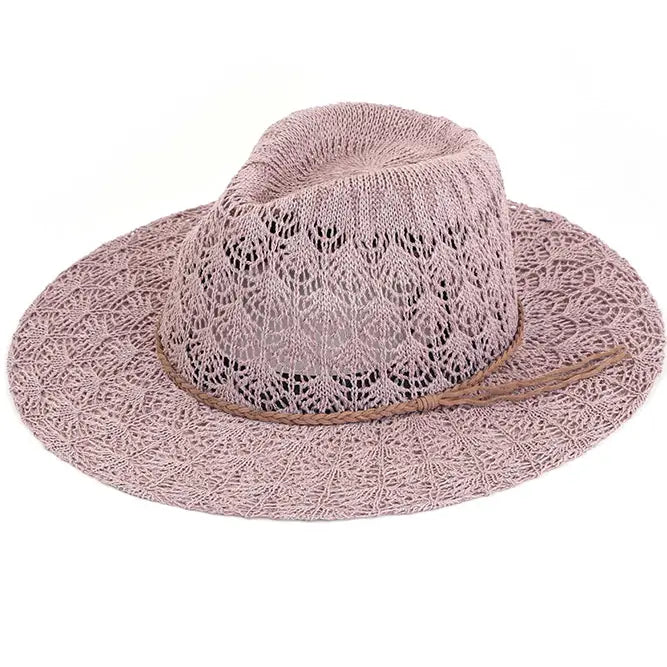 C.C | Horseshoe Lace Knitting Panama Hat White