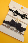 Load image into Gallery viewer, Beautiful in Bows Hair Tie & Bracelet Set | Black
