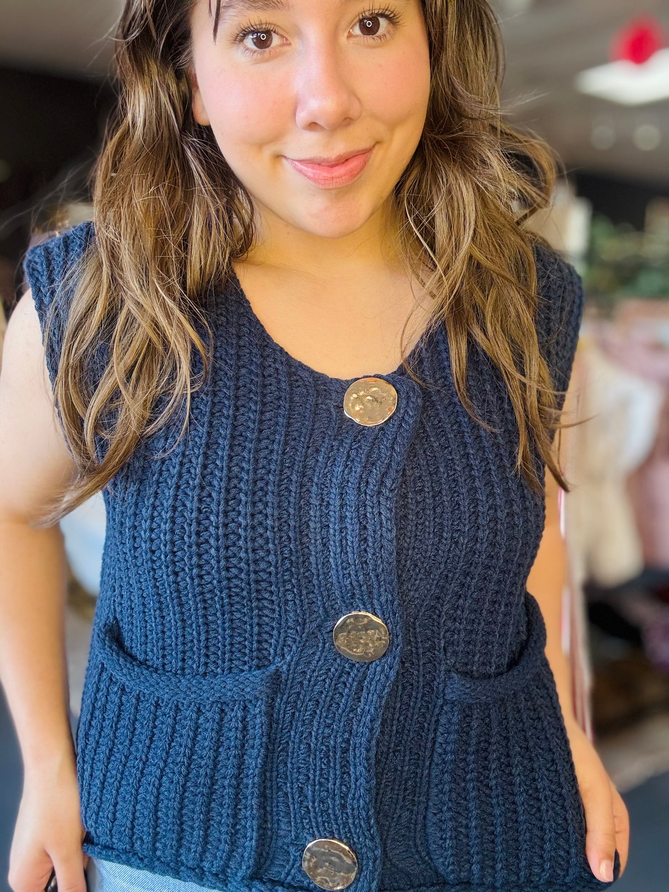 Life is Golden Button Down Knit Vest