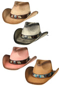 Load image into Gallery viewer, C.C Vegan Leather Tea-Stained Cowboy Hat
