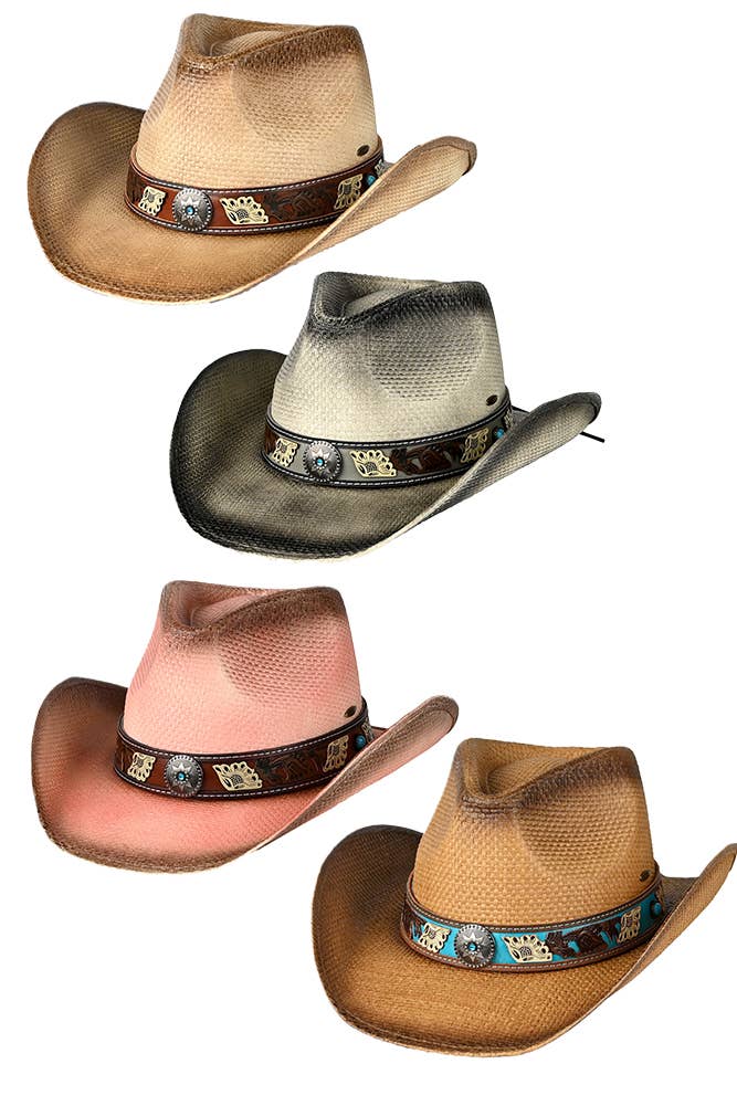 C.C Vegan Leather Tea-Stained Cowboy Hat