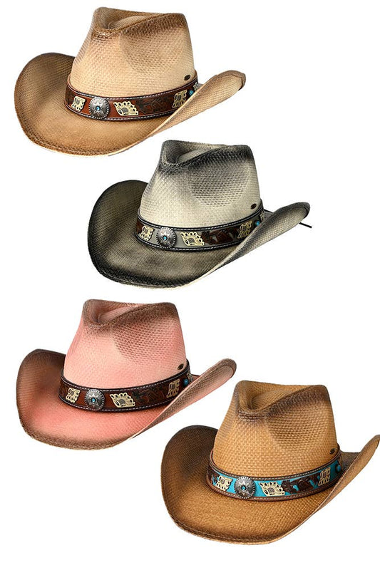 C.C Vegan Leather Tea-Stained Cowboy Hat