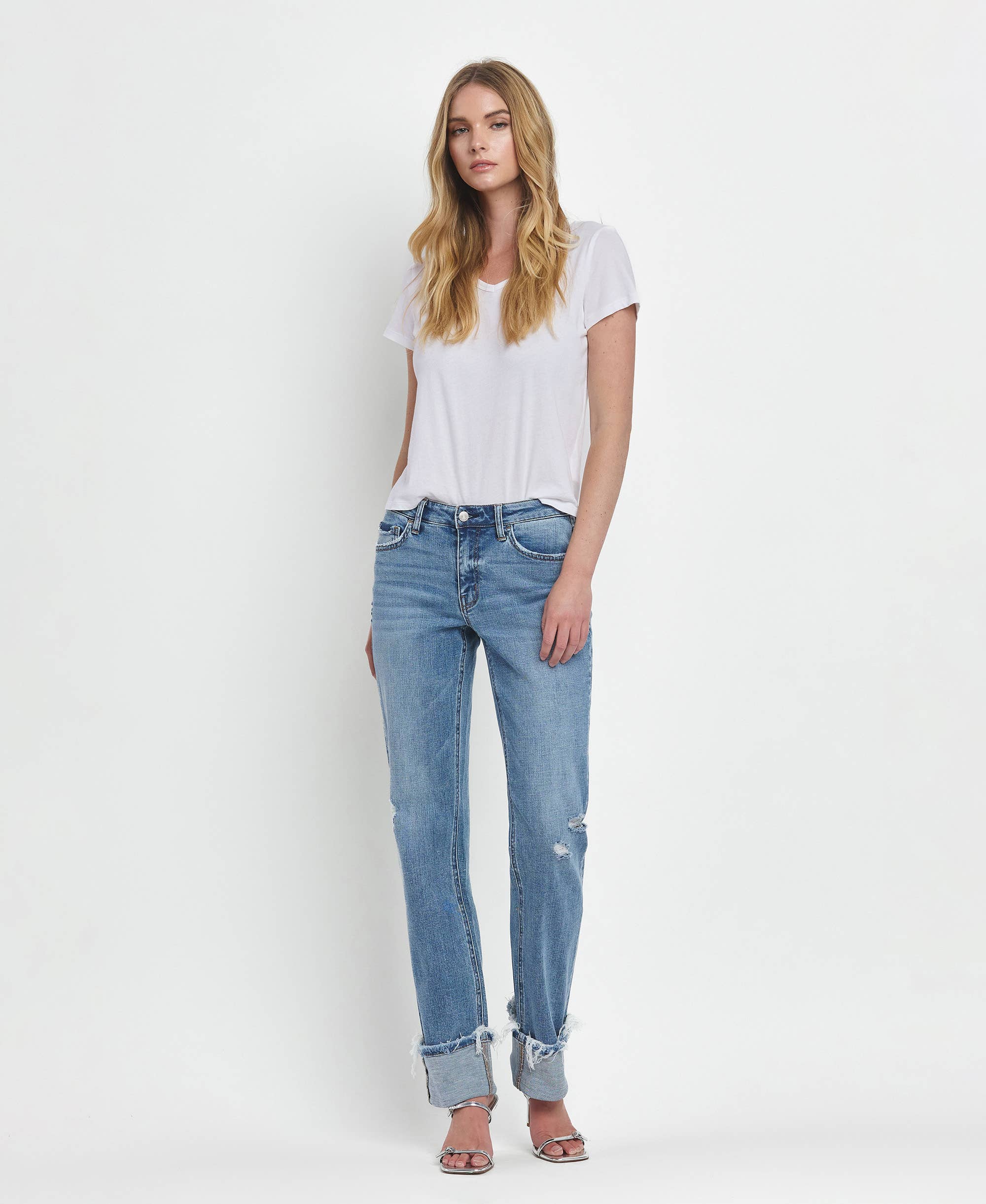 Lovervet by VERVET Jeans | Made to Chill Mid-Rise Cuffed Straight Jeans