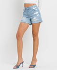 Load image into Gallery viewer, Vervet by Flying Monkey | High-rise Cuffed Boyfriend Shorts
