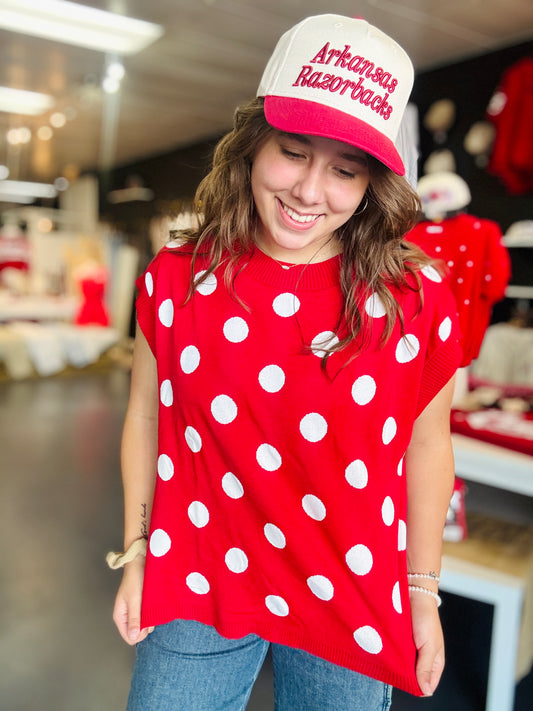 Razorback Ready Polka Dot Top