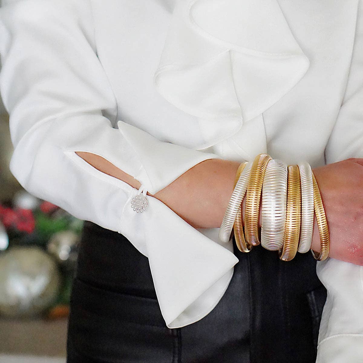 Time to Shine Gold Watchband Bangle