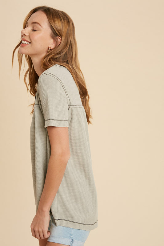 Casual Nights Henley Short Sleeve Thermal Top