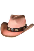 Load image into Gallery viewer, C.C Vegan Leather Tea-Stained Cowboy Hat
