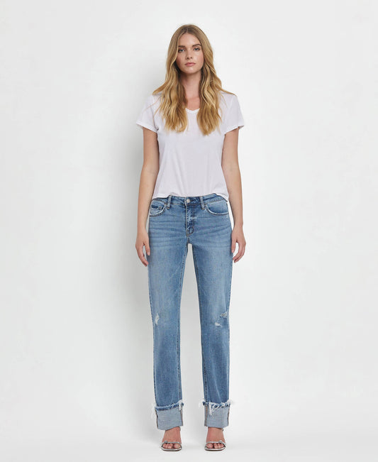 Lovervet by VERVET Jeans | Made to Chill Mid-Rise Cuffed Straight Jeans