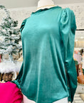 Load image into Gallery viewer, Call it Bliss Emerald Velvet Top
