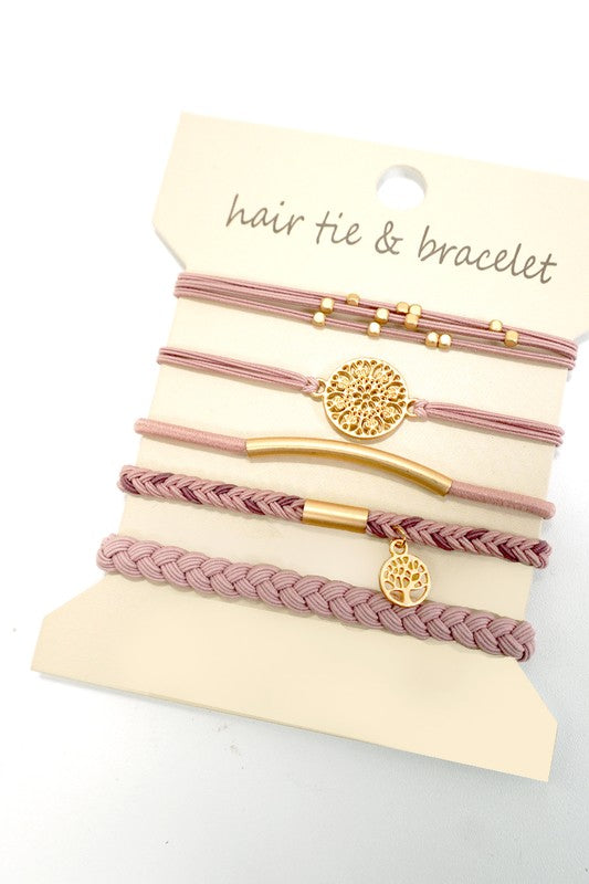 Beauty in the Details Hair Tie & Bracelet Set | Blush