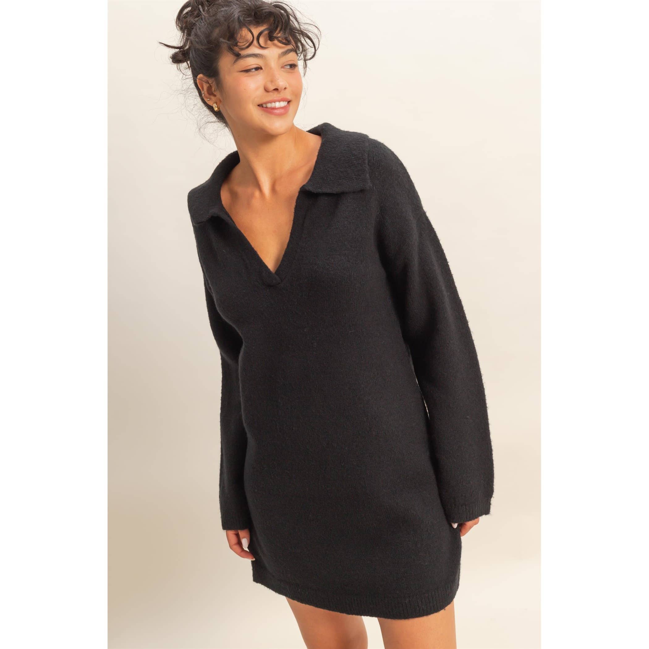 Cozy Up Black Sweater Dress