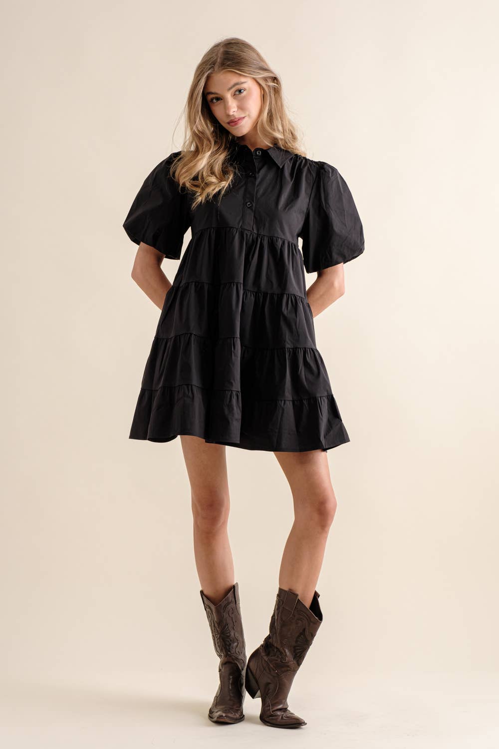 Hey Hey LBD Puff Sleeve Dress