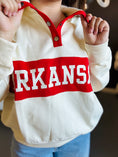 Load image into Gallery viewer, Kick-off Classic Arkansas Varsity Snap Pullover | Cream
